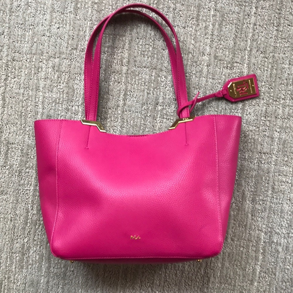 Ralph Lauren Hot Pink leather tote, gold details